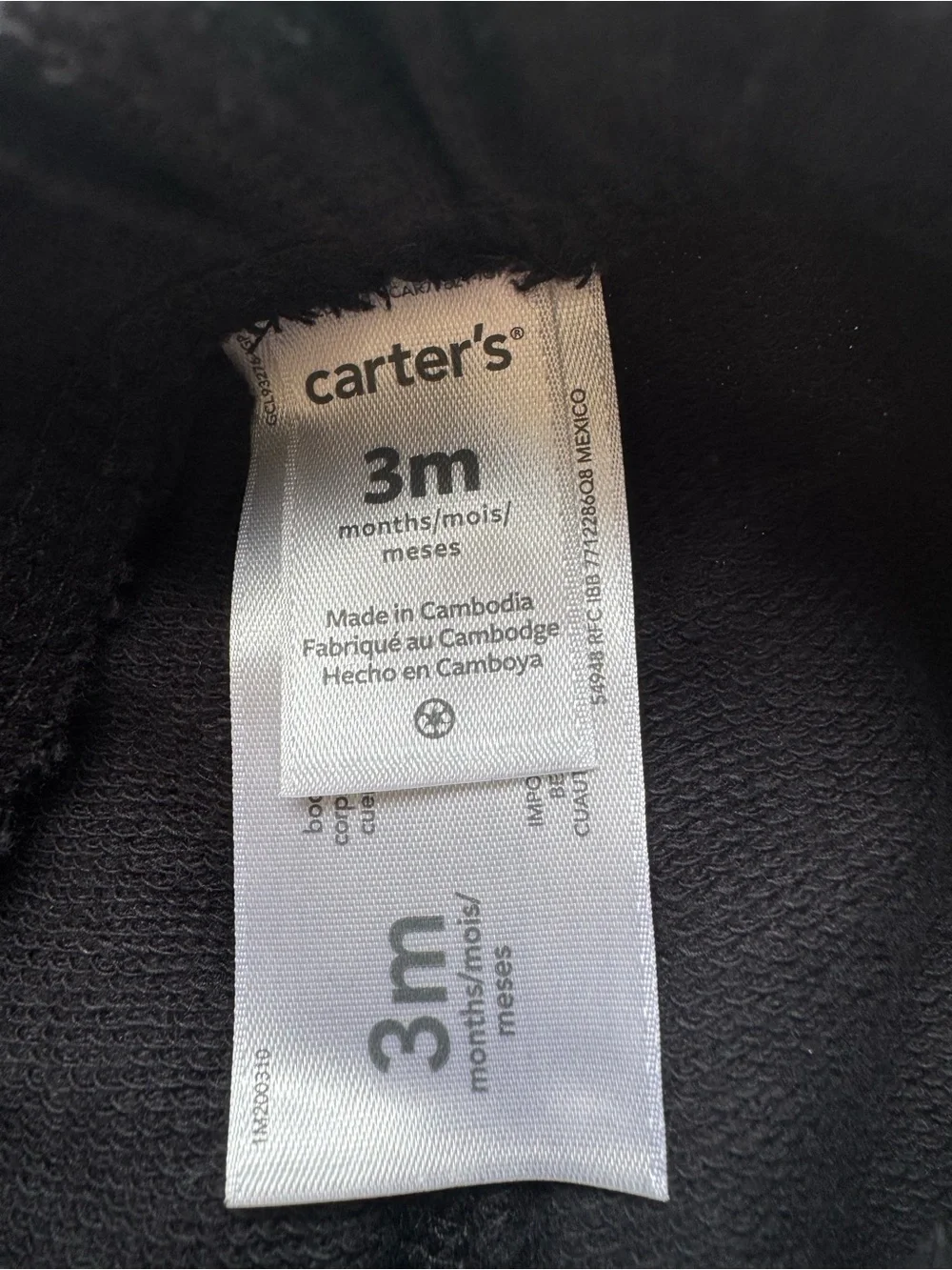 Carter’s Baby Black Jogger Sweatpants Pull-On Drawstring Pants 3M